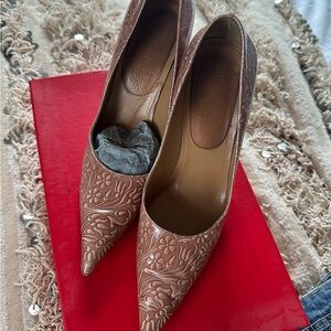 Miu Miu St. Fiore Fume color Cipria Embossed Leather Women's Shoes